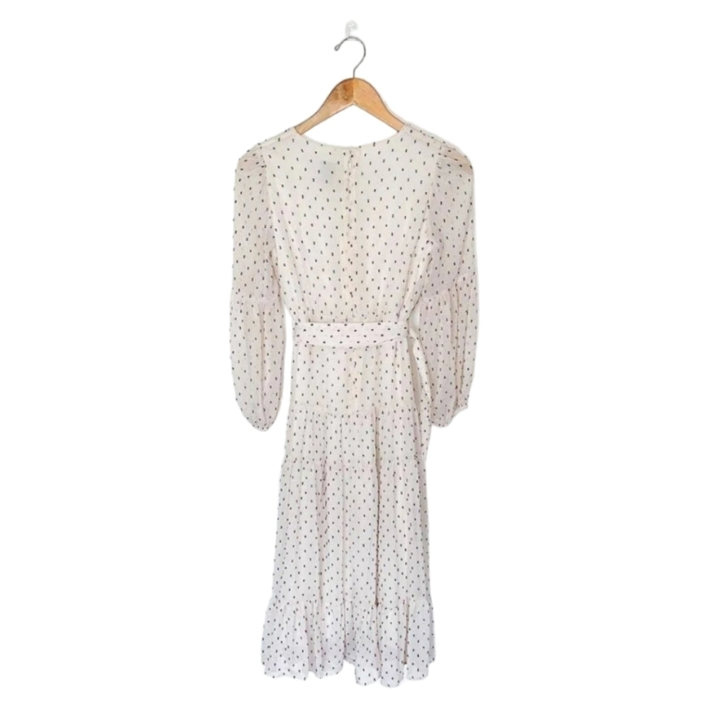 NWOT Taylor Woman Ivory Zippered Belted Tiered Midi Dress Size 16W - Picture 5 of 5